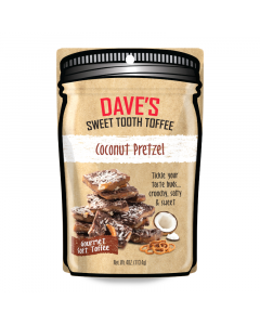 Clearance Special - Dave’s Sweet Tooth Gourmet Toffee - Coconut Pretzel - 4oz (113.4g) **Best Before: 17 March 23**